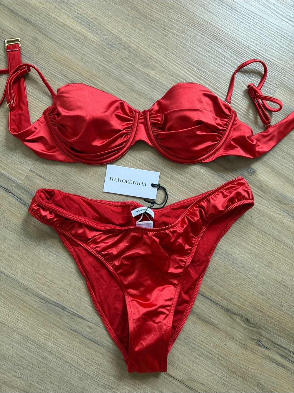 WeWoreWhat Shiny Red Underwire Bikini Set